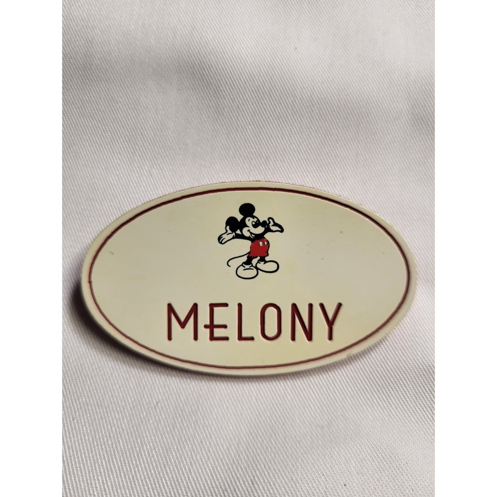 Original 1980s Vintage Mickey Mouse Name Tag Pin "MELONY" Walt Disney...